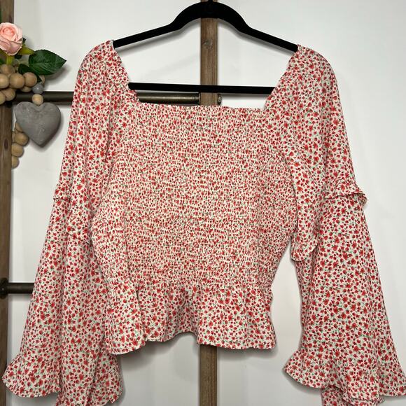 Arula Long Bell Sleeves Square Neck Floral Blouse Size A - 1X - Picture 1 of 8